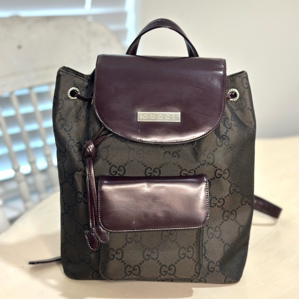Gucci brown Leather Accent Backpack